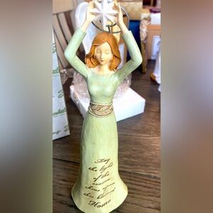 Karen Hahn Green Angel Figurine with Star